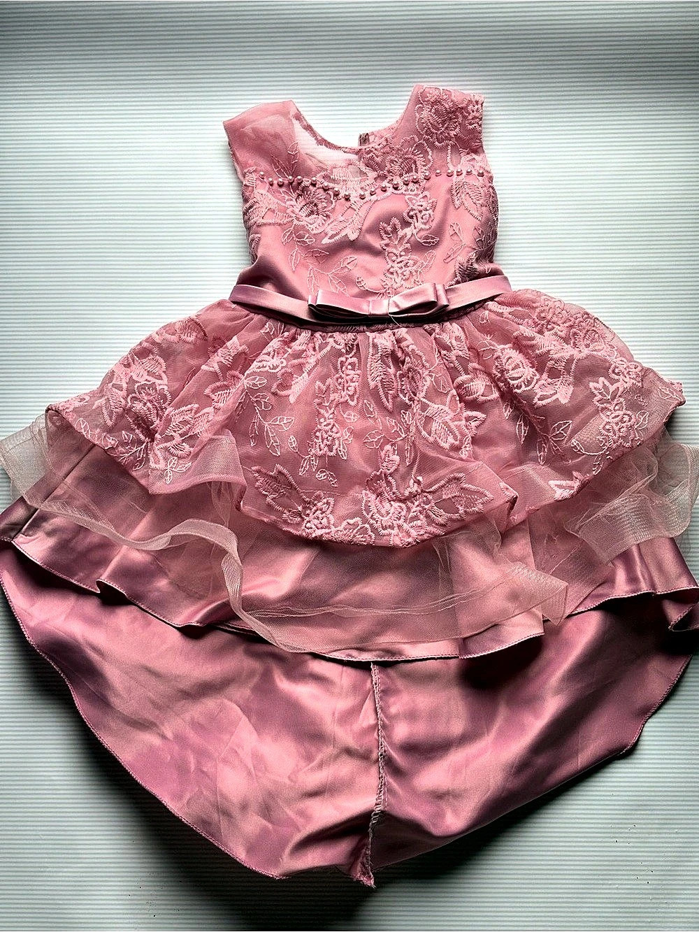 Girls Pink Floral Formal Dress